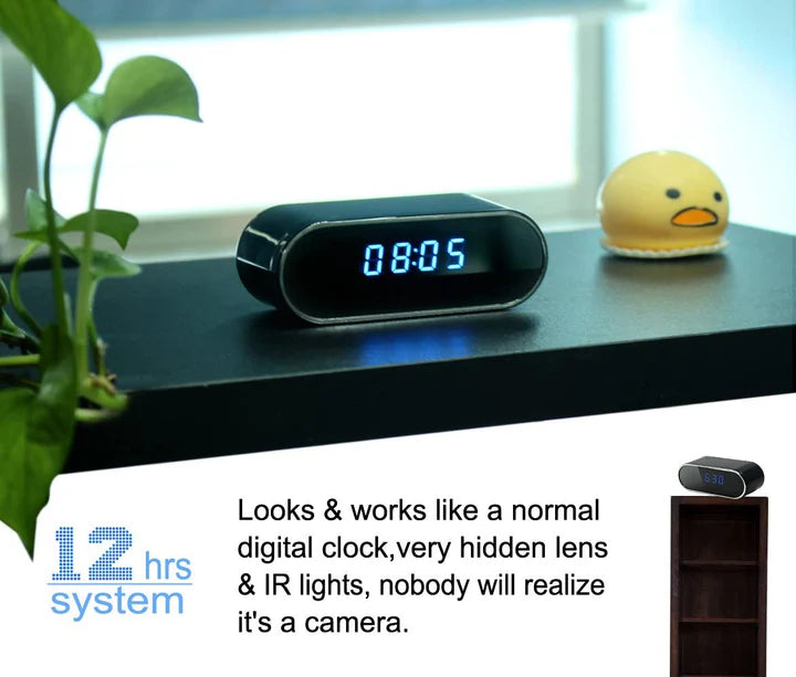 Mini Table Clock Camera 4K – Hidden Camera with WiFi & Night Vision for Smart Security