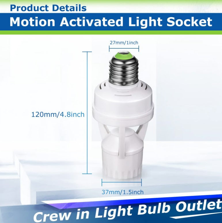 Smart Motion Sensor Light & E27 Bulb Holder – 360° Infrared Detection
