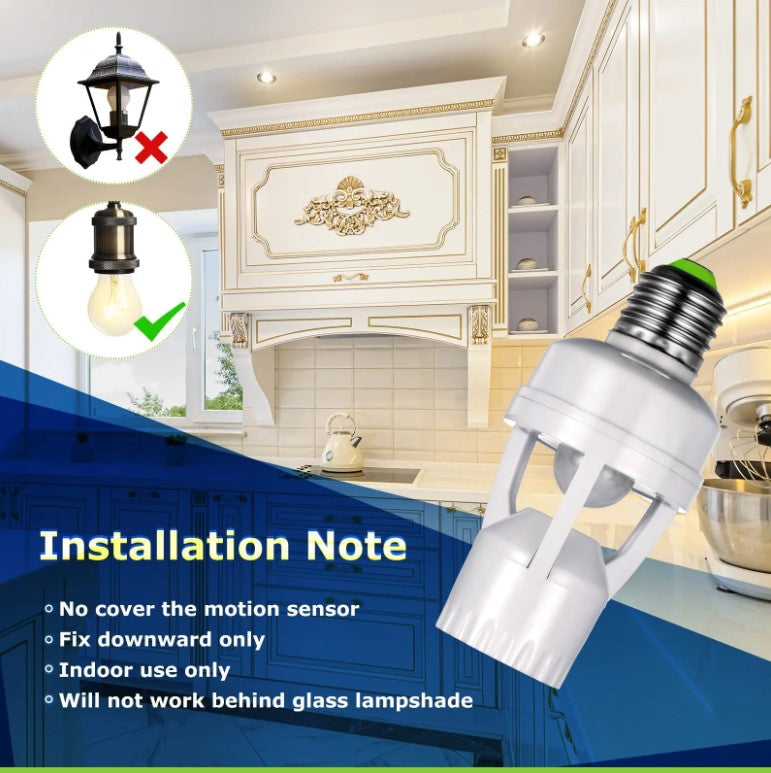Smart Motion Sensor Light & E27 Bulb Holder – 360° Infrared Detection