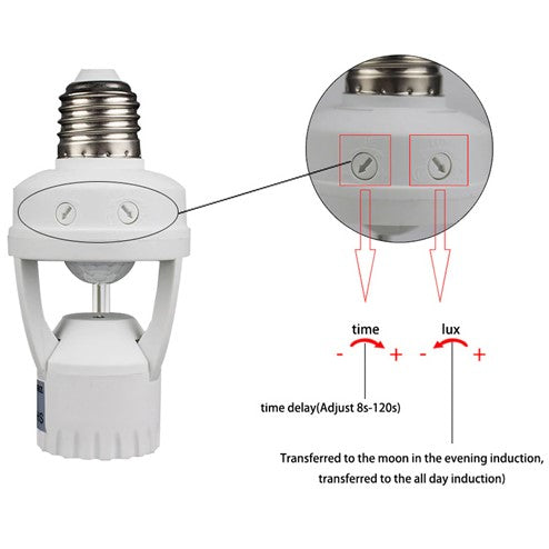Smart Motion Sensor Light & E27 Bulb Holder – 360° Infrared Detection