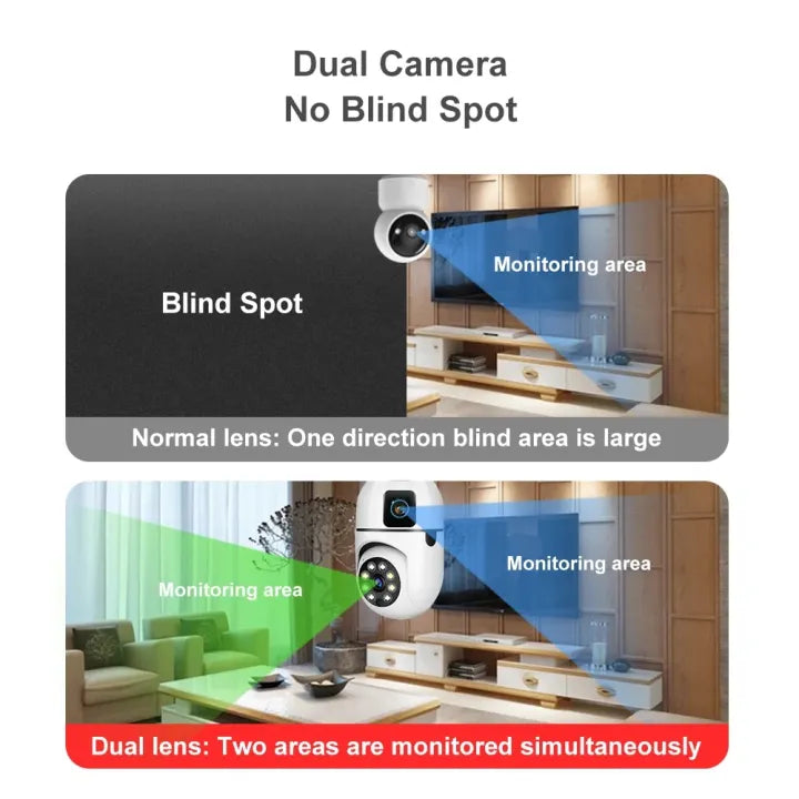 V380 Pro 4MP Dual Lens Dual Screen WiFi Camera - 360° PTZ, Two-Way Audio