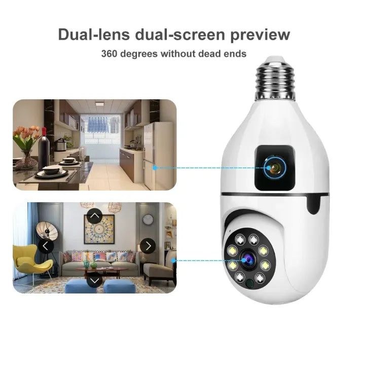 V380 Pro 4MP Dual Lens Dual Screen WiFi Camera - 360° PTZ, Two-Way Audio