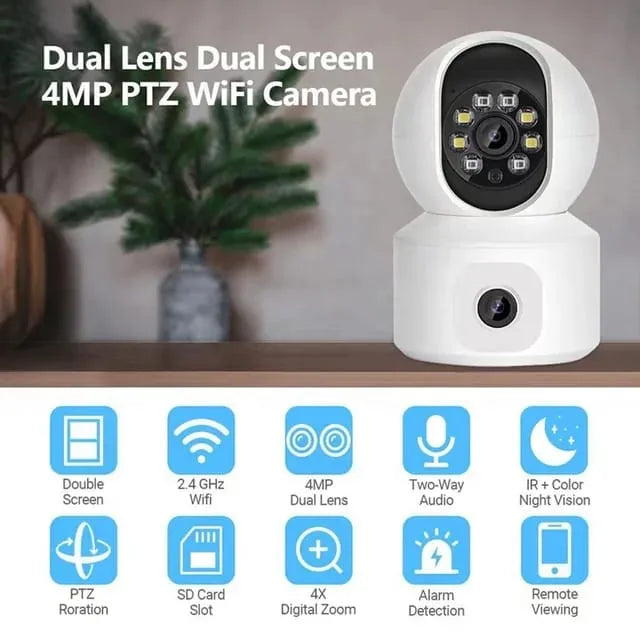 Wifi CCTV Camera Dual lens 2K HD – Smart PTZ Cam Home Security and Surveillance