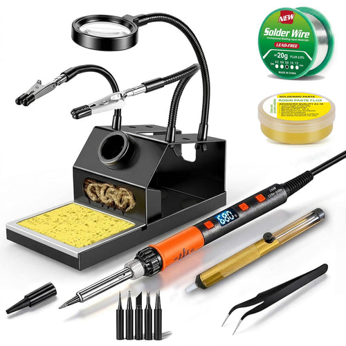 100W Soldering Iron Kit with Heavy-Duty Stand front angle | Smaronics