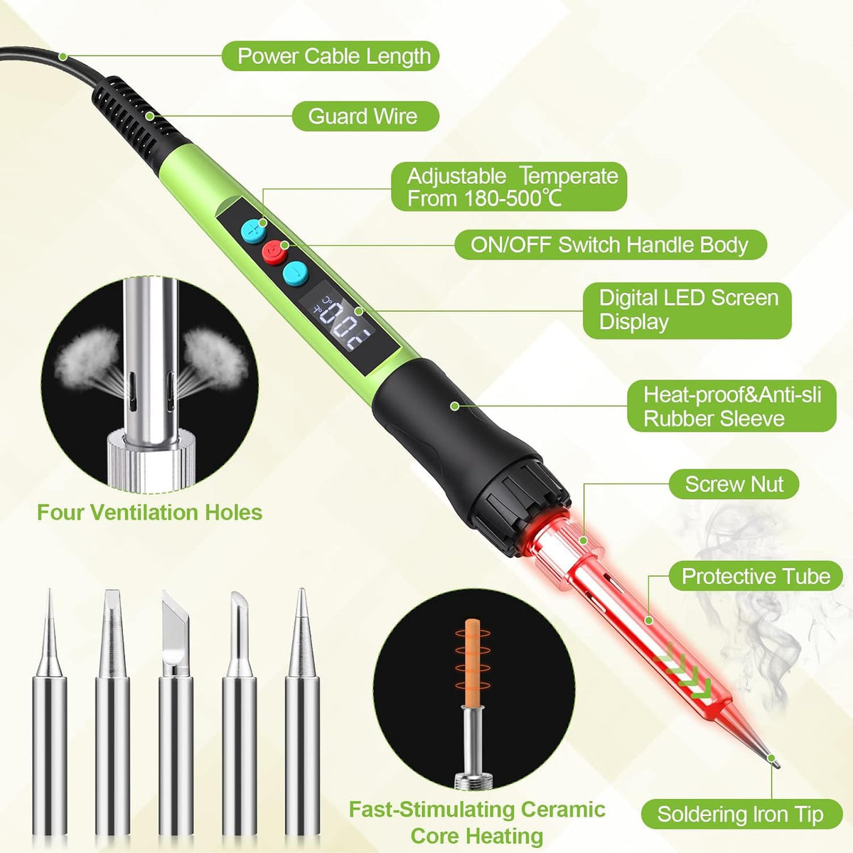 100w soldering iron kit rear design product view | Smaronics