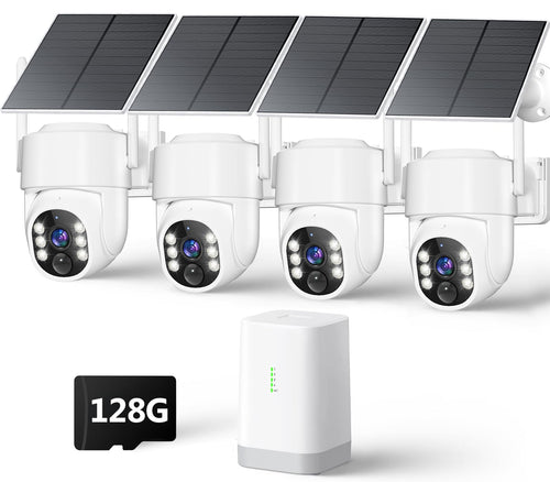 1080p solar powered outdoor security camera front angle product view |