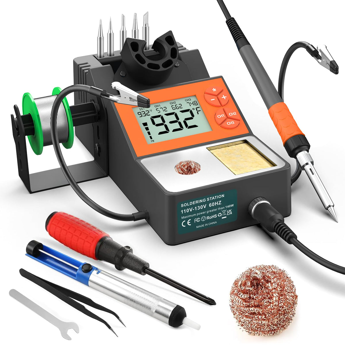 140W Digital Soldering Station Kit front angle | Smaronics