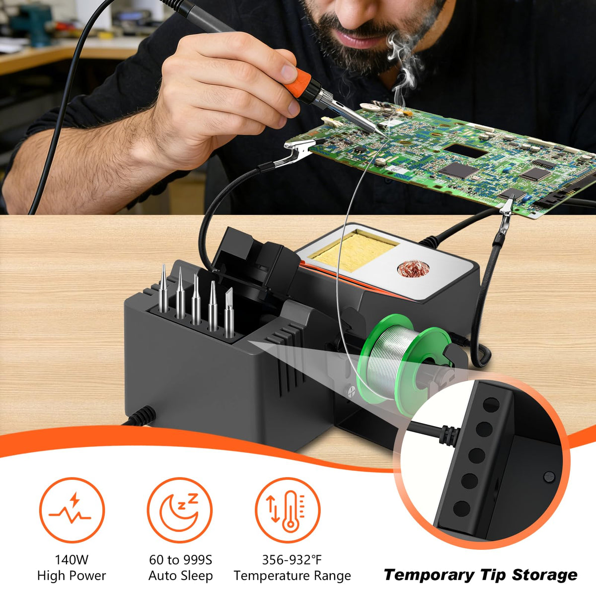 140W Digital Soldering Station Kit rear design | Smaronics