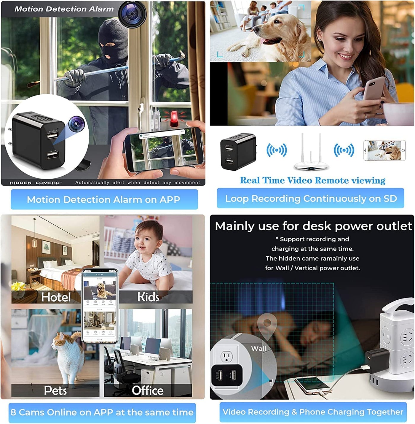 Dual WiFi USB Charger Camera