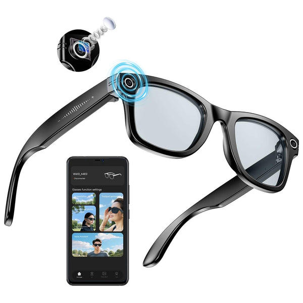 W610 4K Camera Glasses with Dual Mic Noise Cancellation