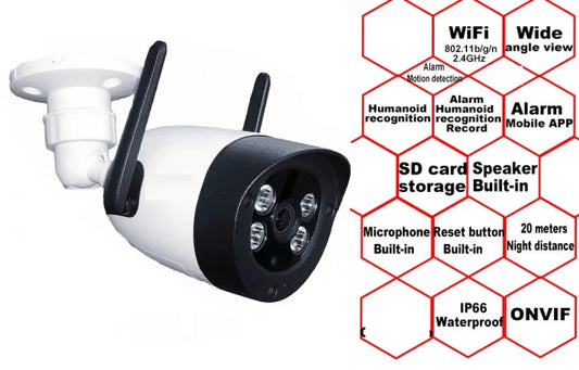P6SLite 5MP Outdoor WiFi IP Camera - Humanoid Detection, Two-Way Audio