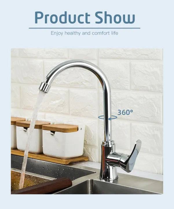 Modern Stainless Steel Kitchen Sink Faucet - Single Handle Swivel Spout