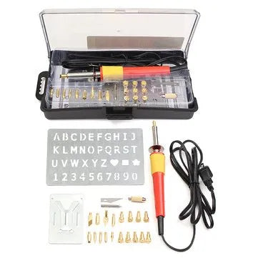 Wood Burning Pen Kit with Multiple Tips, Stencils & Case