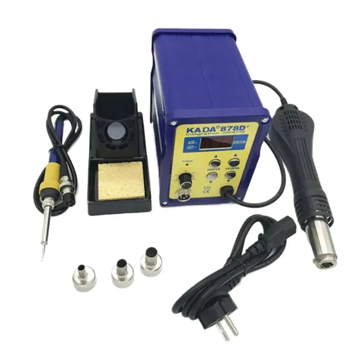 Kada 878D+ 2-in-1 SMD Rework Soldering Station - Hot Air Gun & Soldering Iron