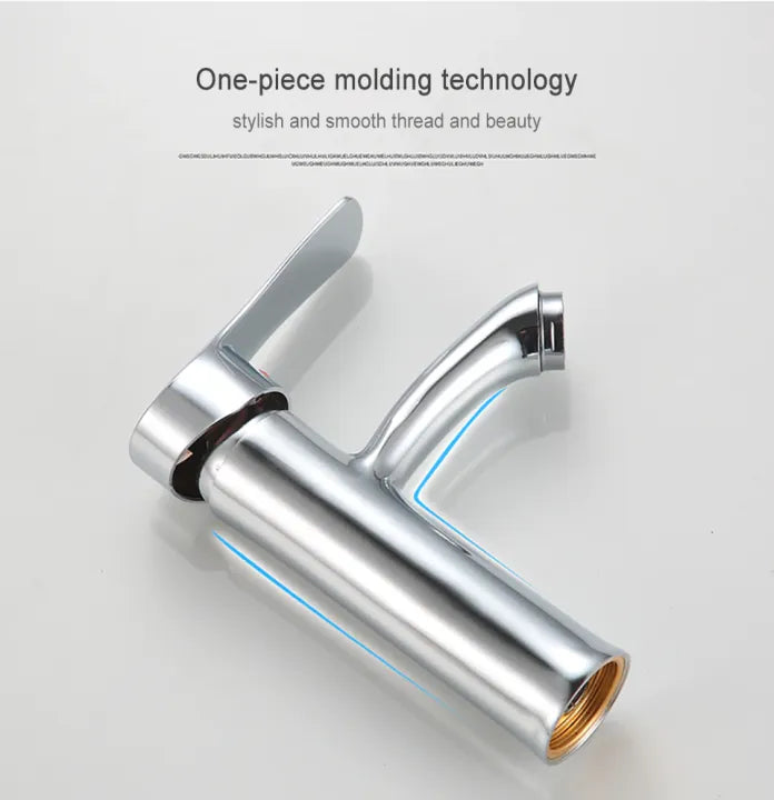 Modern Single Handle Bathroom Basin Mixer Tap - Chrome Finish