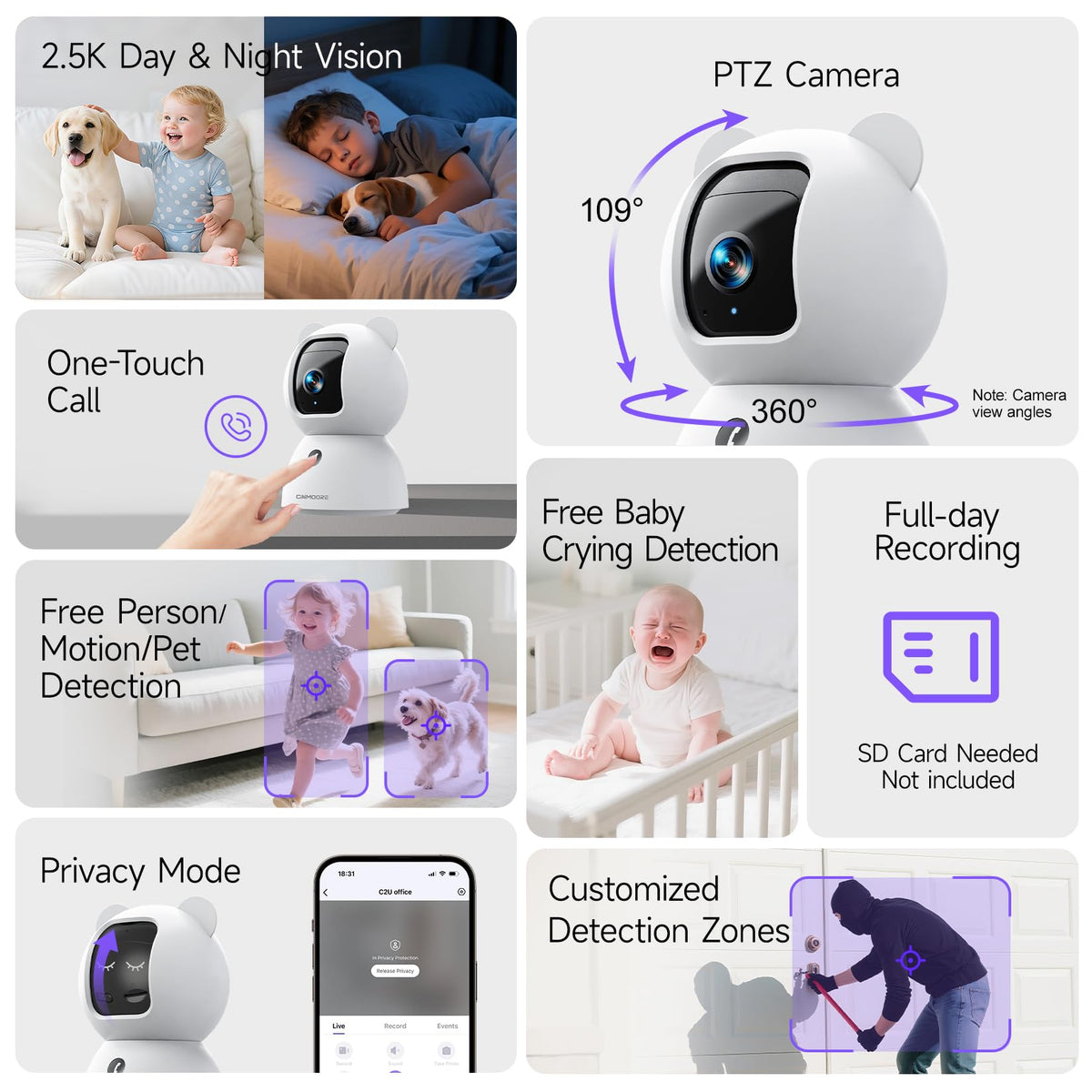 2.5K Indoor Security Camera 4pack image 9