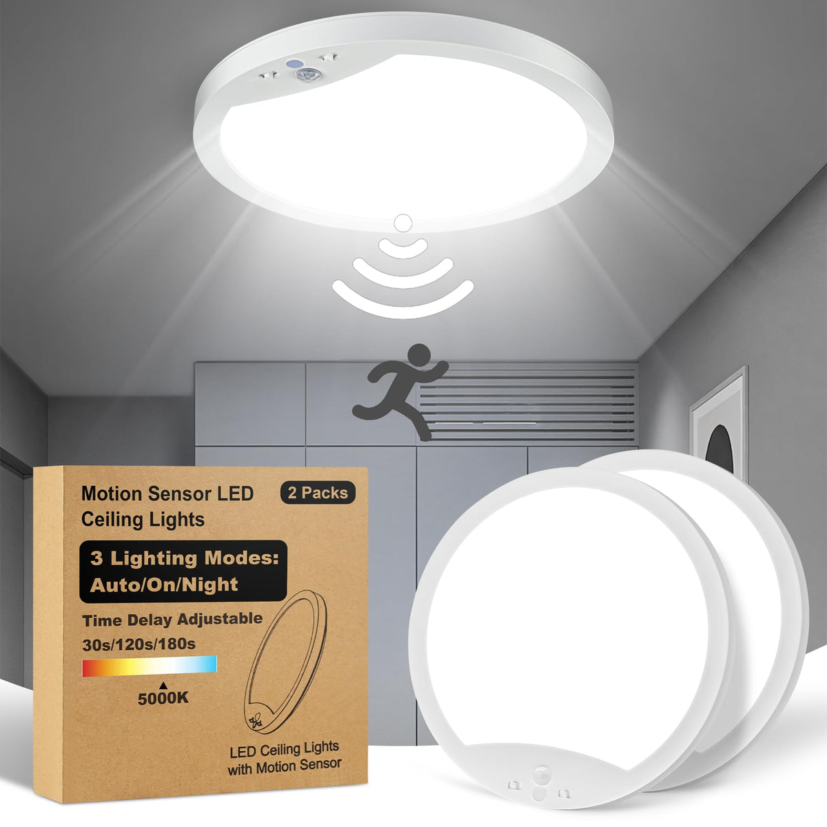 2-Pack 20W Motion Sensor Ceiling Lights image 9