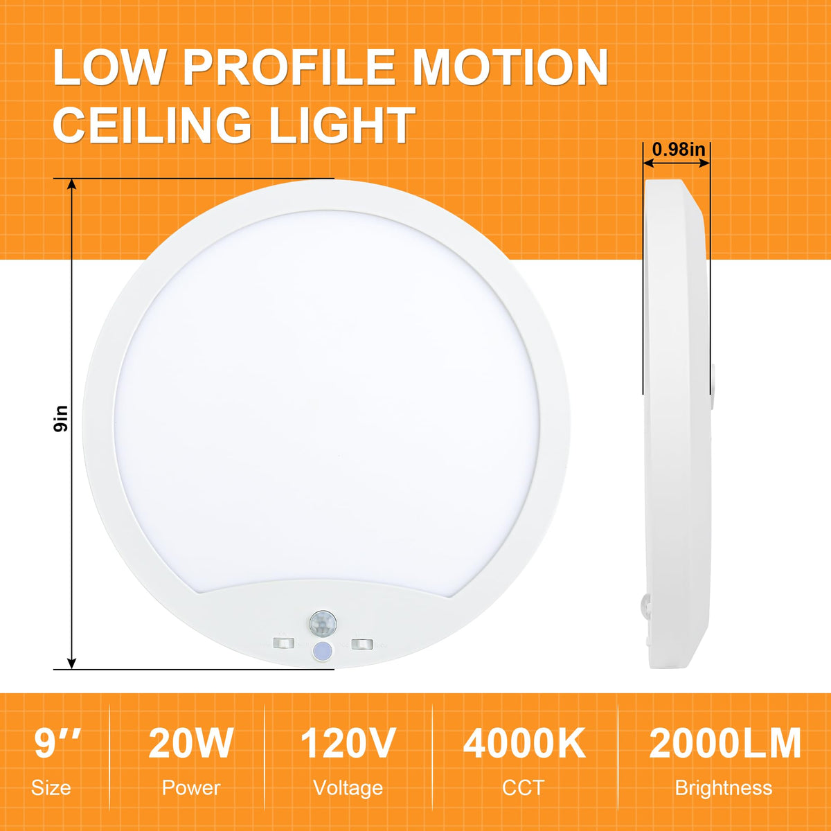 2 pack 20w motion sensor ceiling lights feature close up view | Smaron