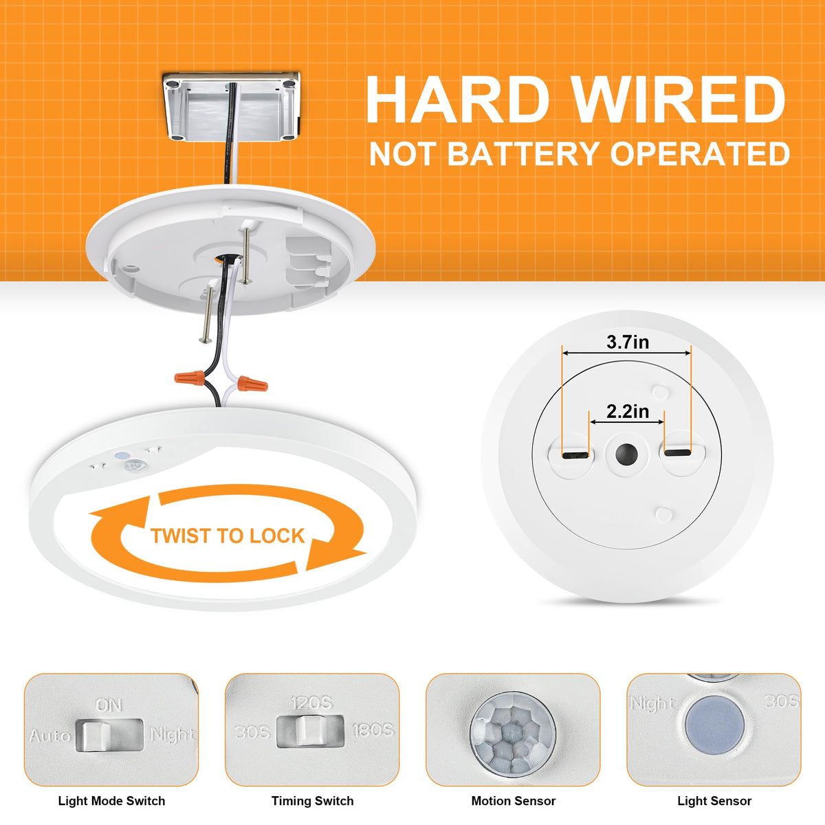 2 pack 20w motion sensor ceiling lights package contents view | Smaron