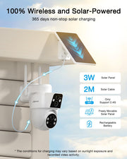 2 pack 3mp dual lens solar security cameras feature close up view | Sm