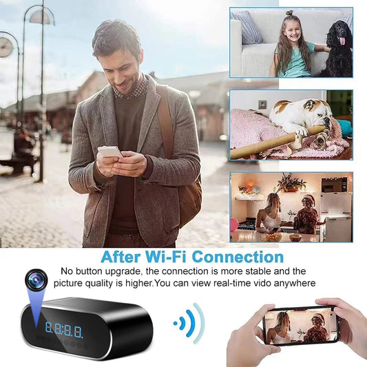 Mini Table Clock Camera 4K – Hidden Camera with WiFi & Night Vision for Smart Security
