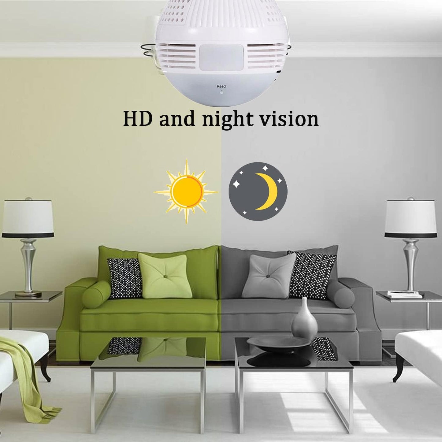 360° Panoramic 1080P WiFi Bulb Camera - Two-Way Audio & Night Vision
