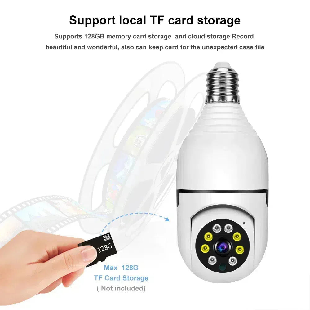 1080P Bulb WiFi Camera - Pan/Tilt, Auto Track, Night Vision