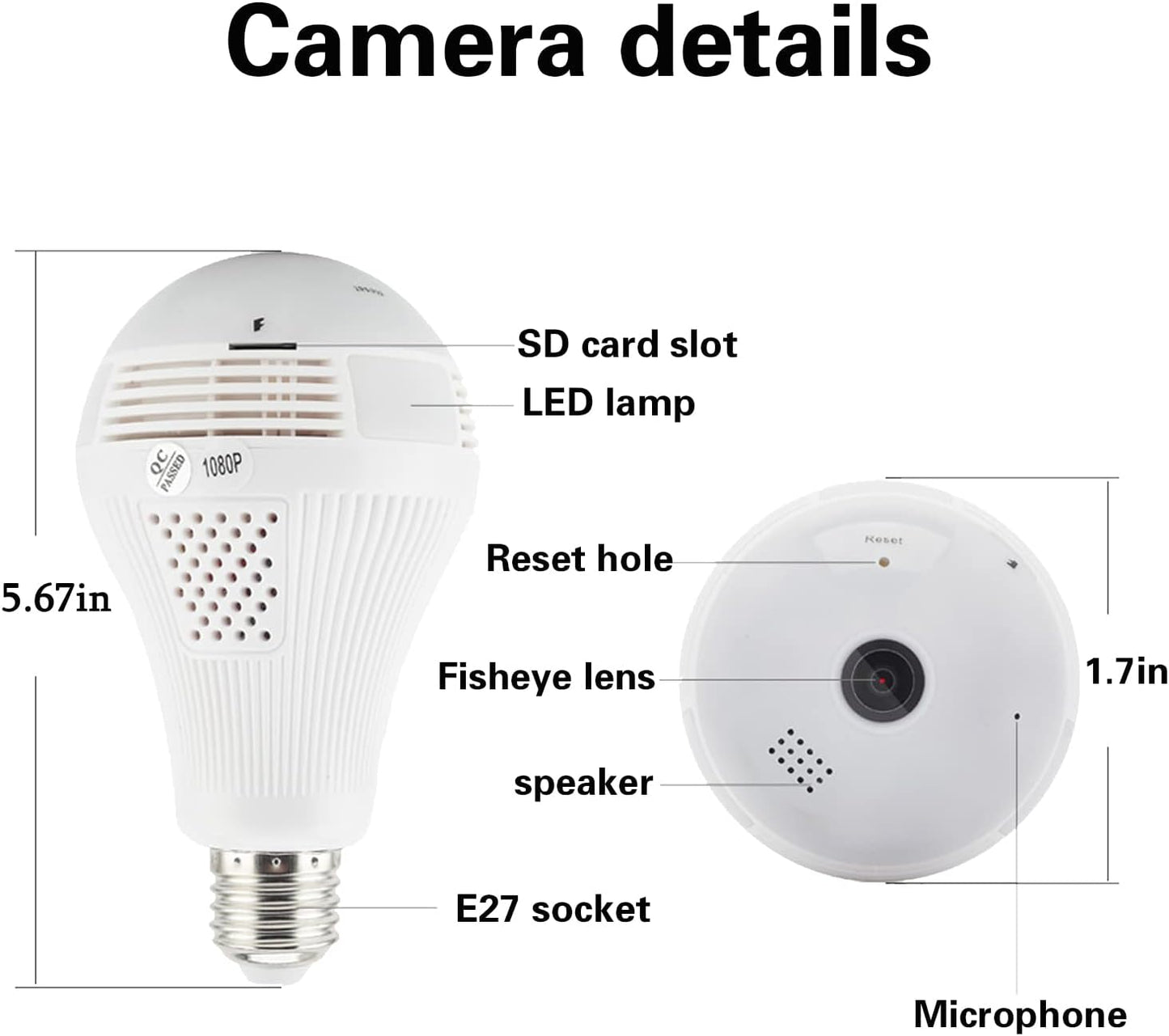 360° Panoramic 1080P WiFi Bulb Camera - Two-Way Audio & Night Vision
