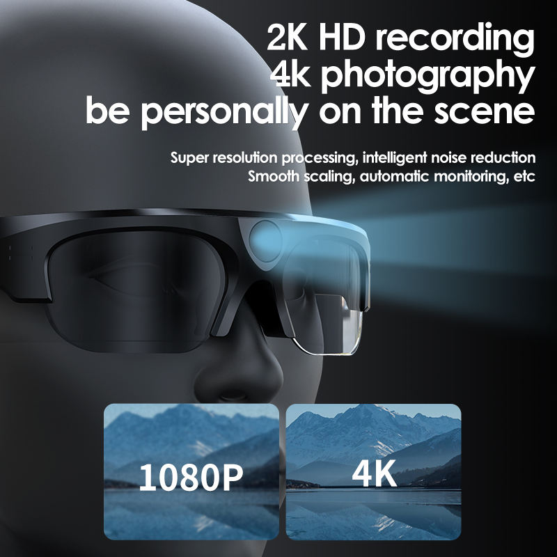 2K Outdoor Video Camera Glasses for Sports and Driving