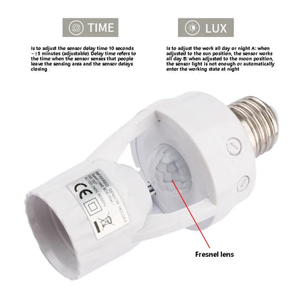 Smart Light Bulb Socket E27 Plug - 360° PIR Infrared Motion Sensor