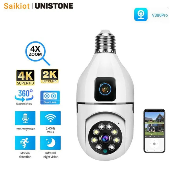 Dual lens WIFI Bulb Fisheye Camera 4MP