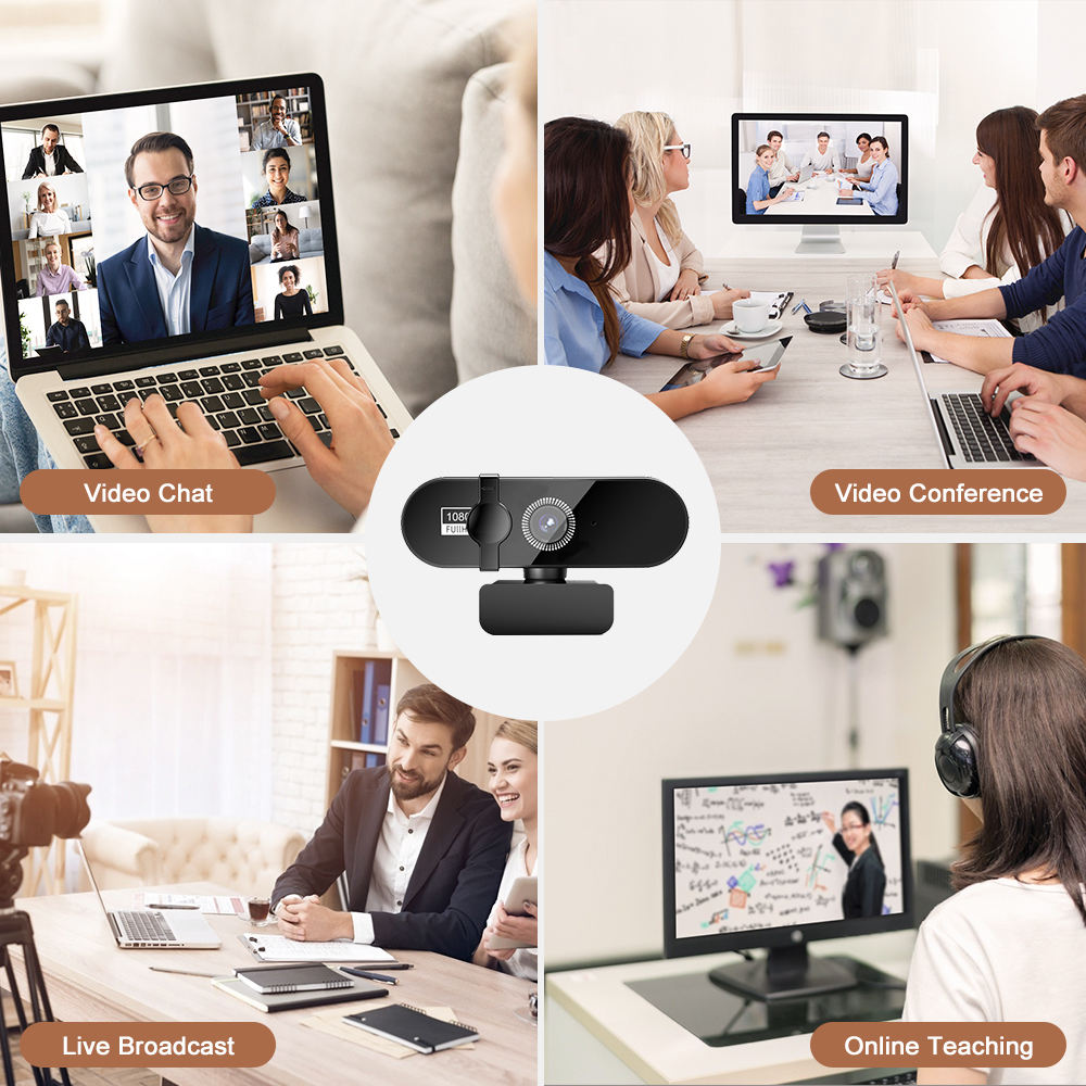 1080P USB Webcam with Autofocus, Microphone and Privacy Cover