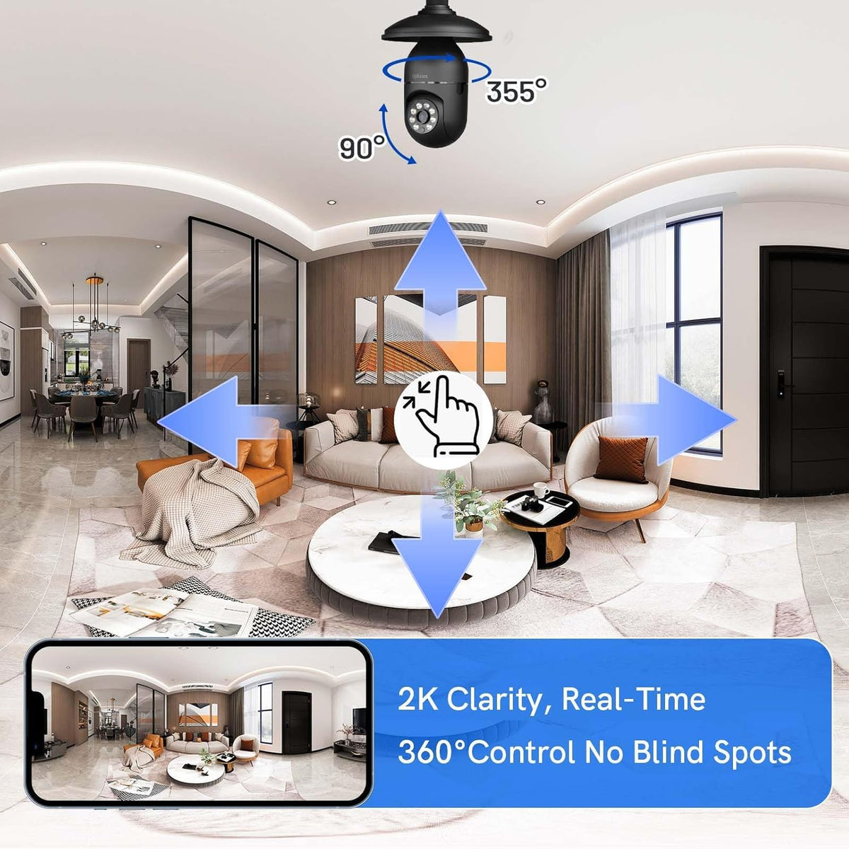 2k light bulb camera outdoor side profile product view | Smaronics