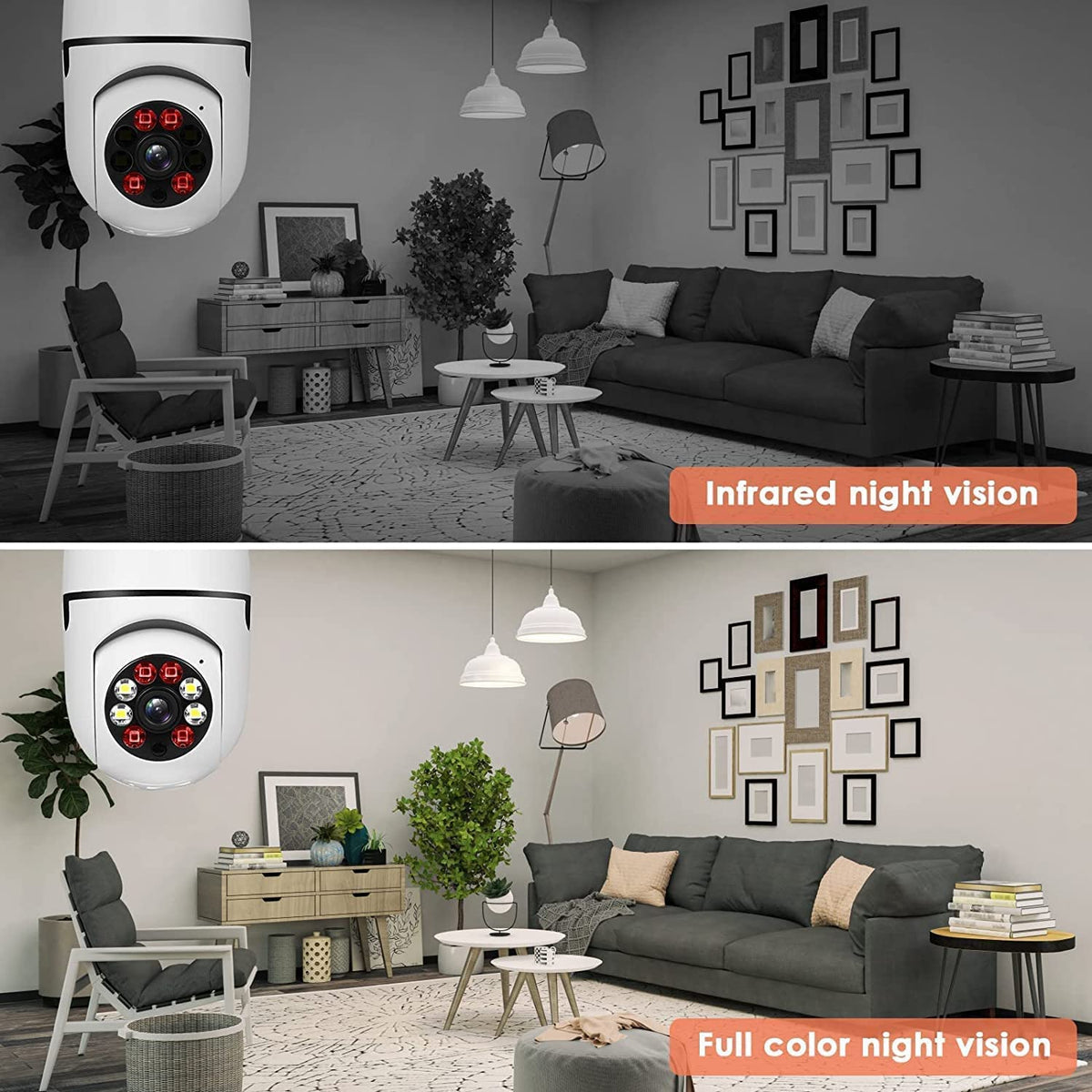 2pcs light bulb security camera 2 4ghz 5g wifi clip and build detail |