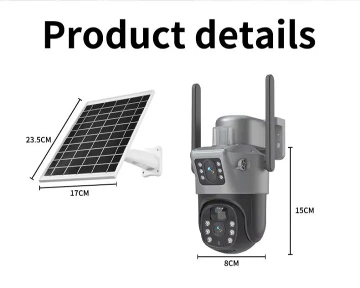 EseeCloud 4MP Dual Lens Outdoor PTZ Solar Camera - Two-Way Audio, Color Night Vision - Islamabad