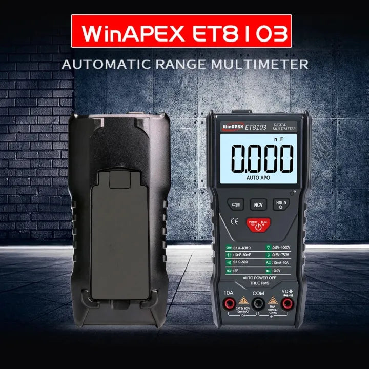WinAPEX ET8103 Smart Digital Multimeter - Auto Range, AC/DC Voltage Current Resistance