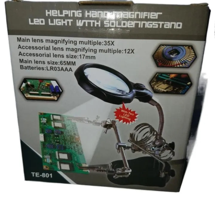 TE-001 Helping Hand Magnifier with LED Light & Soldering Stand