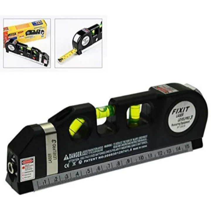 Multi-Purpose Laser Level with Measuring Tape & Bubbles