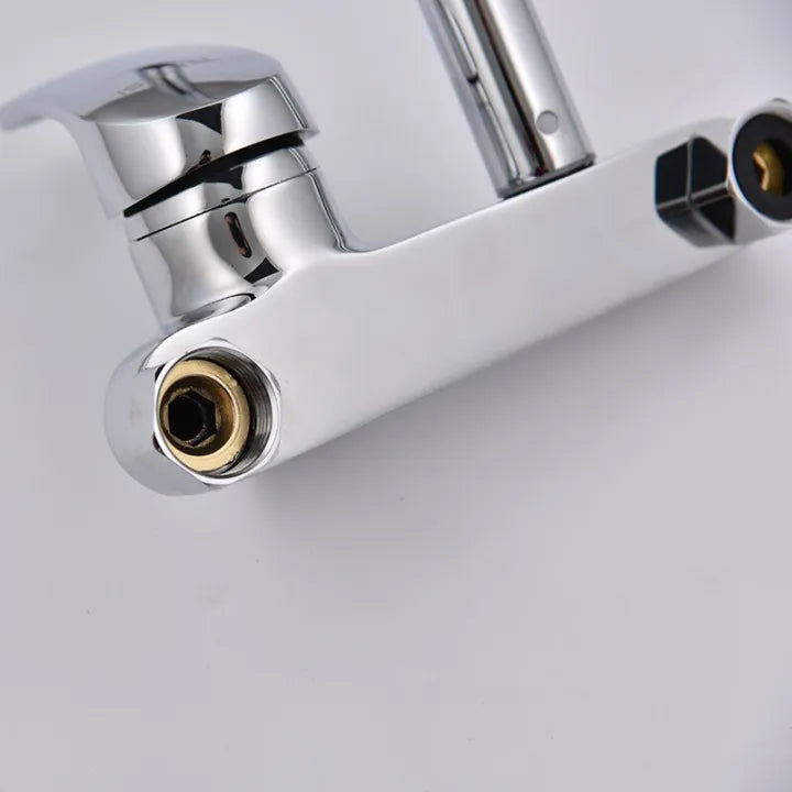 180° Rotating Wall Mounted Kitchen Faucet - Single Handle Chrome