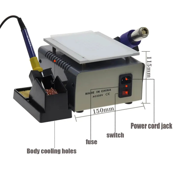 Kada 9803D+ 3-in-1 SMD Rework Station with Preheating Plate