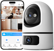 360 dual lens home security camera front angle product view | Smaronic