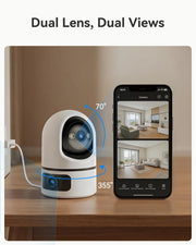 360 dual lens home security camera package contents view | Smaronics