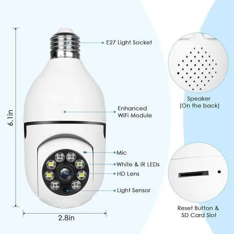 WiFi PTZ Bulb Camera E27