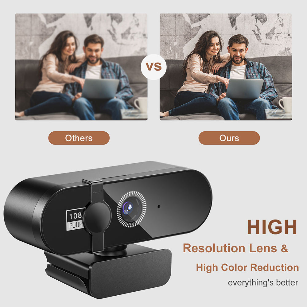1080P USB Webcam with Autofocus, Microphone and Privacy Cover