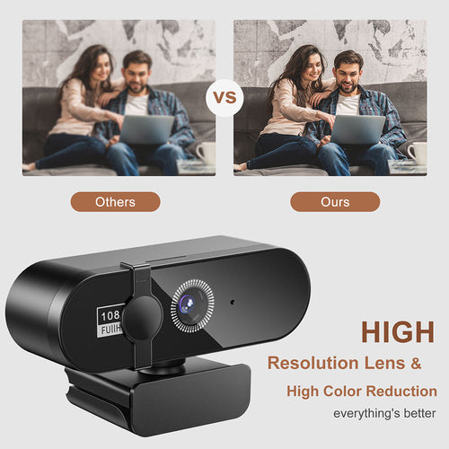 1080P USB Webcam with Autofocus, Microphone and Privacy Cover