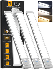 3pack 10inch motion sensor under cabinet lighting front angle product