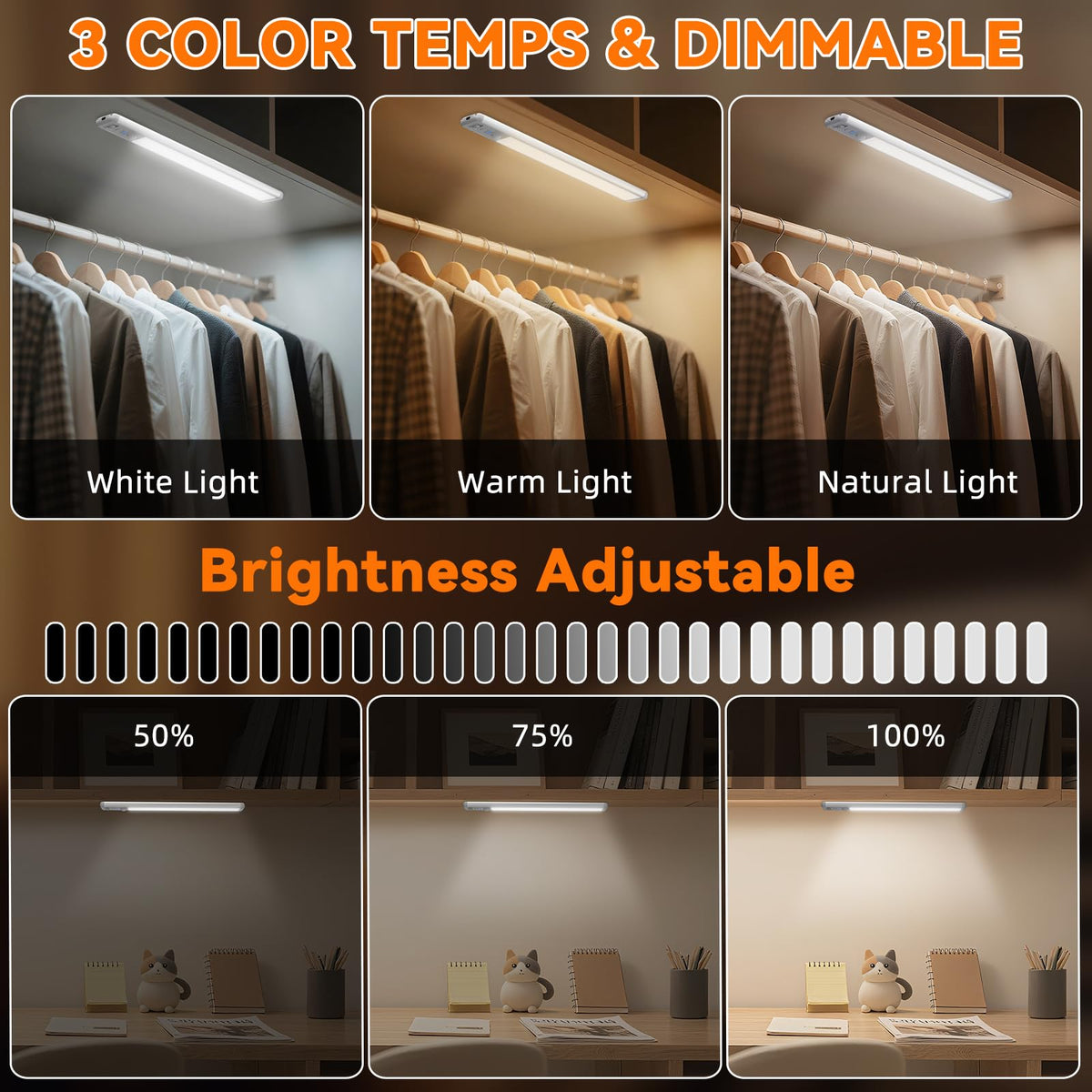 3pack 10inch motion sensor under cabinet lighting side profile product