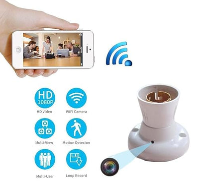 1080P WiFi Bulb Socket Hidden Camera - Wireless Spy Cam