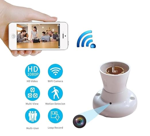 1080P WiFi Bulb Socket Hidden Camera - Wireless Spy Cam