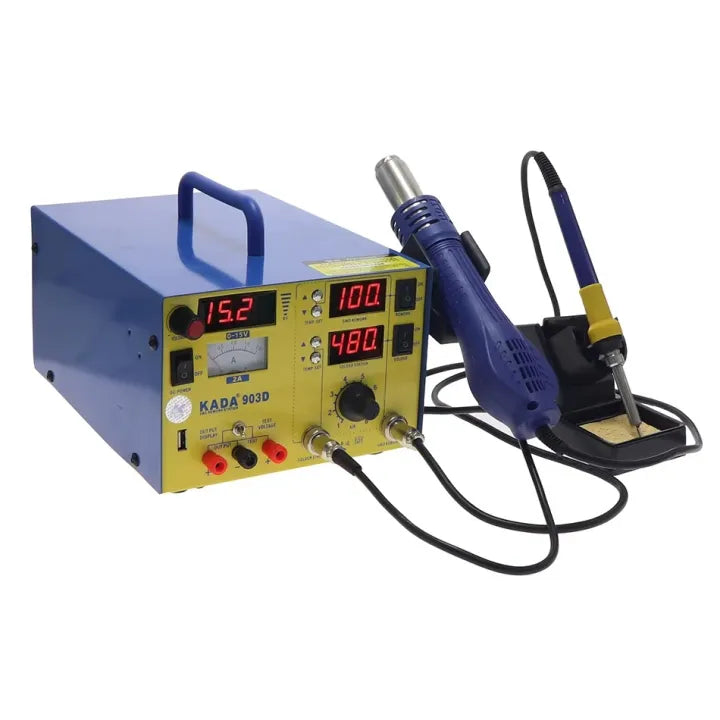 Kada 903D 3-in-1 SMD Soldering Station - Hot Air Gun, Soldering Iron, DC Power Supply